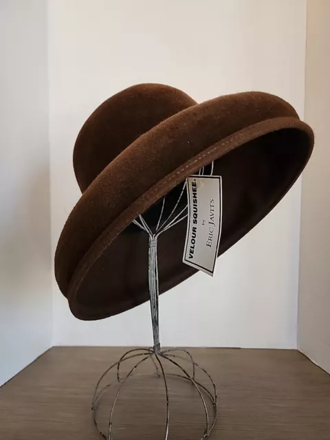 Eric Javits Women's Squishee  Wide Brim Hat BROWN NEW With Tags