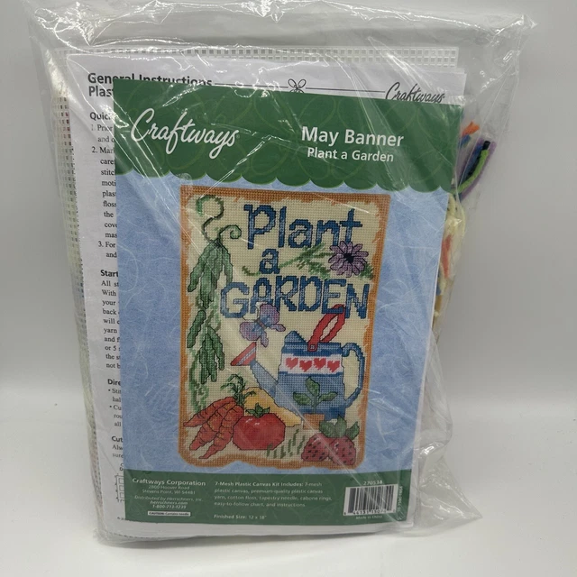 Craftways Herrschners May Banner Mes Kit Plantar un Jardín Vegetales Lata de Agua NUEVO
