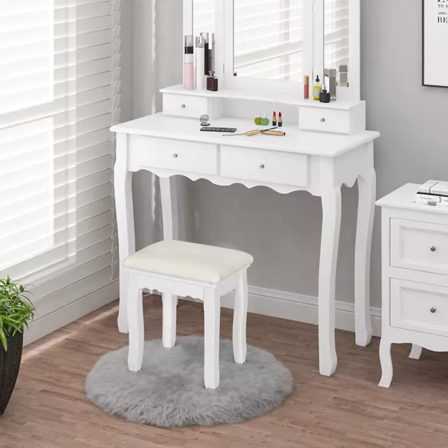 WOLTU Sgabello Bianco per Tavolo da Trucco,Sgabello in Legno, Sedia da Make Up