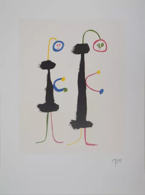 Joan MIRO : Couple amoureux surréaliste - Lithographie signée