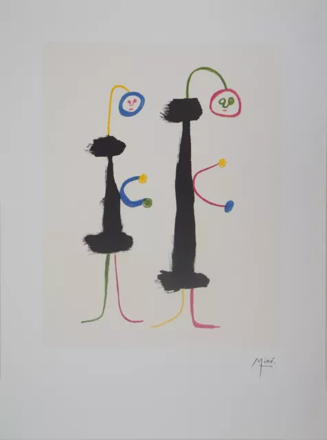 Joan Miro: Paar Amoureux Surrealistisch - Lithografie Unterzeichnet