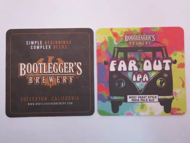 Beer COASTER ~ BOOTLEGGER'S Brewery Far Out IPA ~ Fullerton, CALIFORNIA; Complex