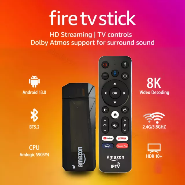 Fire TV Stick 8K UHD Android 13.0 Media Player WiFi6 with Bluetooth Voice Remote