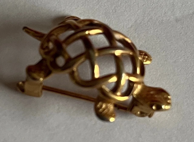 Broche Tortue En Métal Doré Et Composite, Année 2015 - Occasion En Bel état
