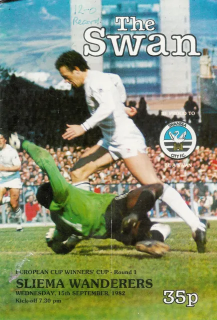Swansea City v Sliema Wanderers  1982 ECWC RECORD SCORE FOR SWANS 12-0 PROG