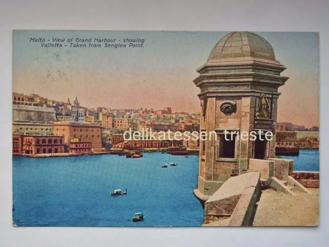 MALTA VALLETTA Grand Harbour Senglea Point old postcard