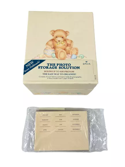 1984 caja de soluciones de almacenamiento de fotos Hallmark The Photo osos 600 pestañas fotos mangas de vinilo