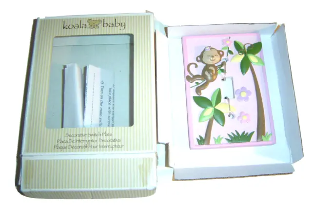 Koala Baby Pink Nursery Switchplate Tropical Monkey Palm Trees LG New in Package