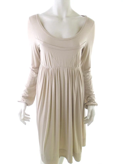 Twin set Simona Barbieri T. L Beige Robe Trapèze Manche Longue Viscose Col Rond
