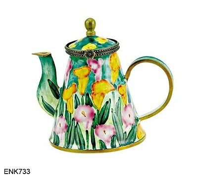 KELVIN CHEN Enamel Mini Copper Handpainted Teapot-Calla Lilies Lily Flower