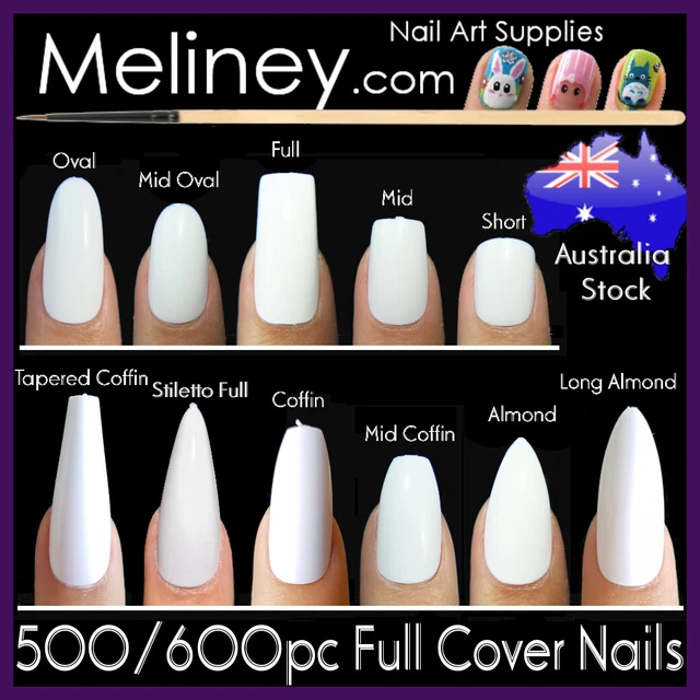 500/600pc Full Cover False Nails Square Short Long Fake Nail Tips Coffin Almond