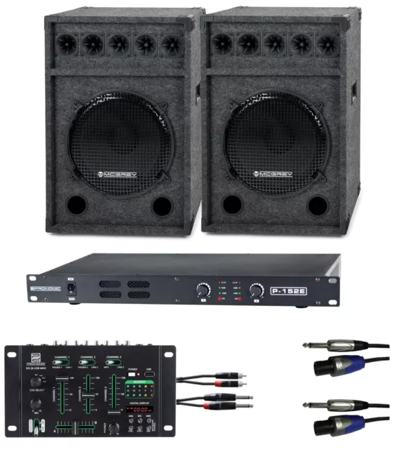 1200W DJ PA Sistema Altavoces Amplificador USB Mezclador Sistema de Sonido Caja Set