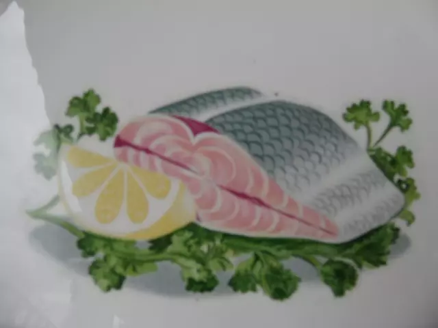 2 X VINTAGE RETRO 1950s SUPERIOR JAPAN FISH & LEMON DESIGN PORCELAIN LRG BOWLS 3