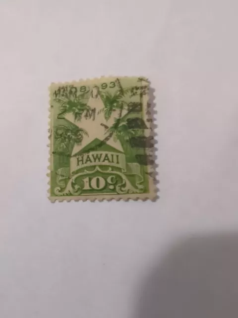 1894 10c Hawaii, yellow green, Stars & Palms Used  Hinged A78