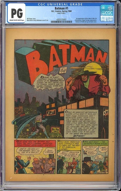 Batman #1 (Page 9 Only) 1st App. The Joker Classic Golden Age DC Comic CGC 1940