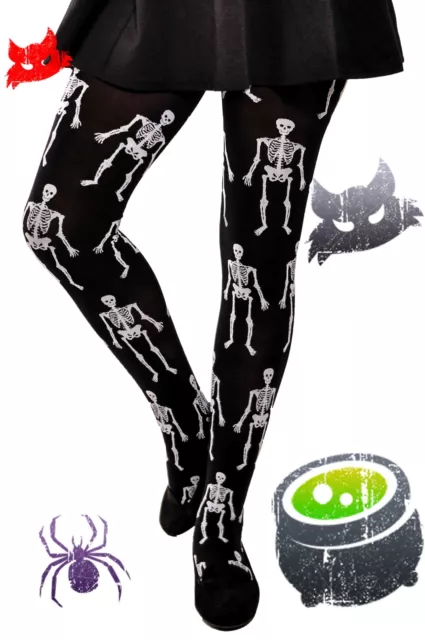 Halloween girls tights fancy party Skeletons 6-16 years