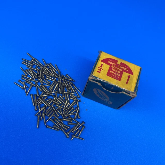 Southern Screw Company NOS Vintage Round Head Wood Screws Brass 120 Quant 1/2 1