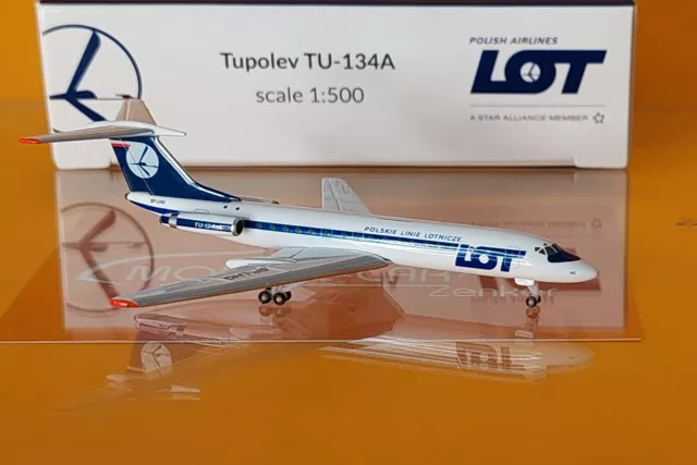 Herpa Wings 537025 LOT Polish Airlines Tupolev TU-134A - SP-LHG 1:500 NEU