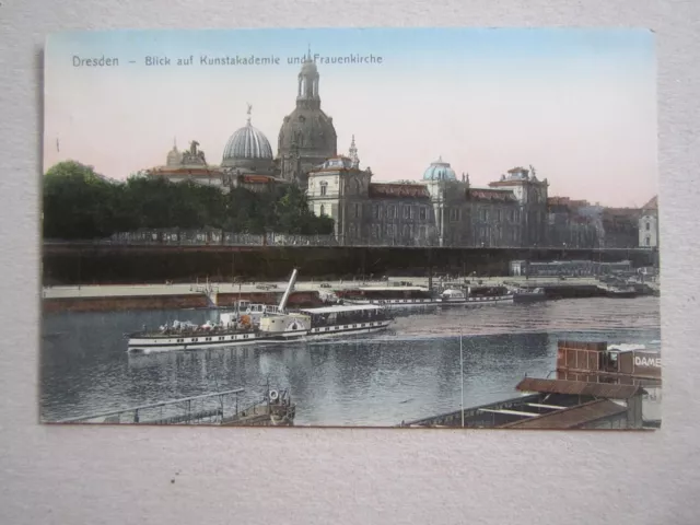 alte AK, Dresden,  Kunstakademie u. Frauenkirche. Dampfer "Koenigin Carola",