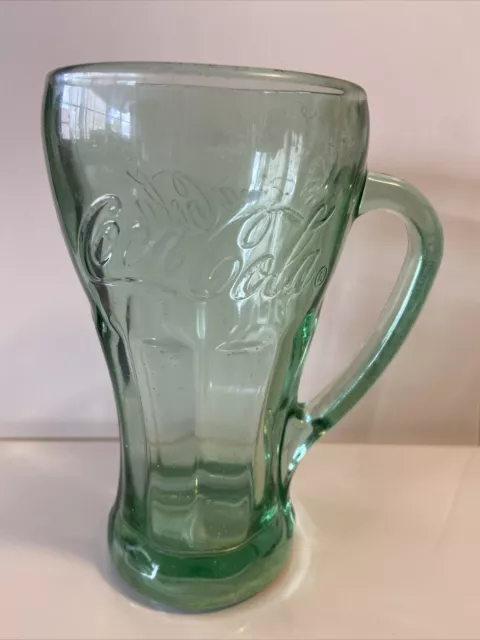 Coca-Cola Green Thick Heavy Glass Soda Mug 14 oz. 6.25" Tall (For Display Only)