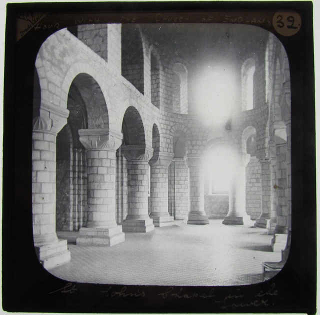 Glass Magic lantern slide ST JOHNS TOWER - THE TOWER OF LONDON C1890 ROYALTY