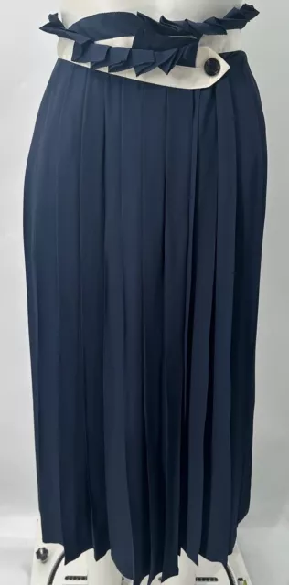 Golden Goose Deluxe Brand navy blue white trim pleated midi skirt size xs
