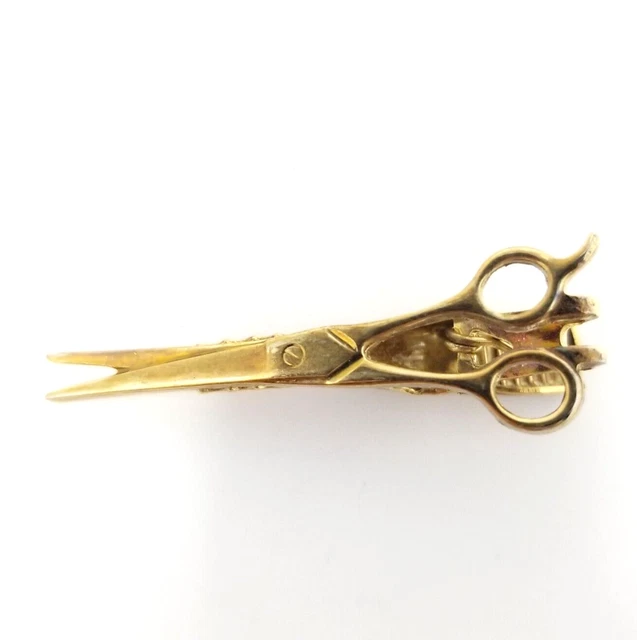 Vintage Gold Tone Scissors Tie Clip, Barber, Hair Cutting, Crafting Salon Estate