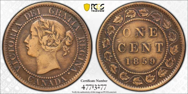 1859 9/9 DP#3 Canada Large Cent PCGS VF Details