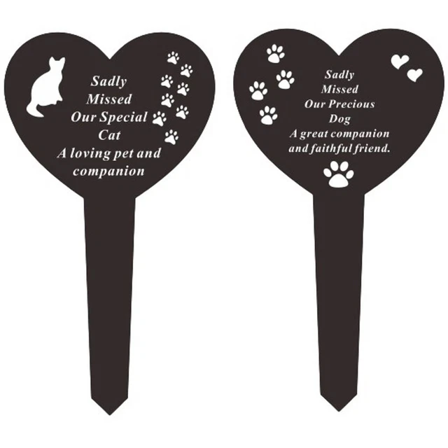 Dog Cat Pet Memorial Black Stake Grave Marker Ornament Garden Remembrance Spike