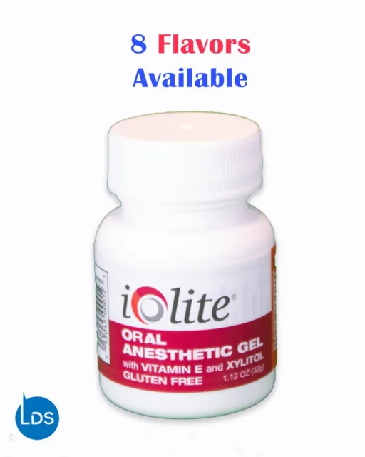 Iolite Topical Anesthetic Gel 20% Benzocaine – Dental – 8 flavors - Gluten Free