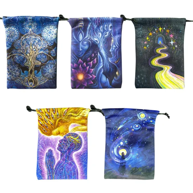 13x18cm Tarot Card Storage Bag Velvet Double Sided Print Drawstring Bag