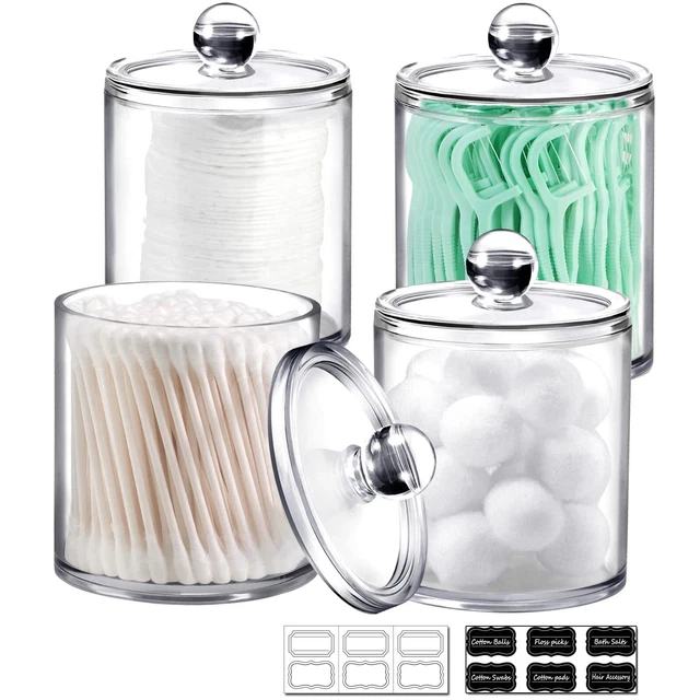 4 Pack of 15 Oz. Plastic Acrylic Bathroom Vanity Countertop Canister Jars with S