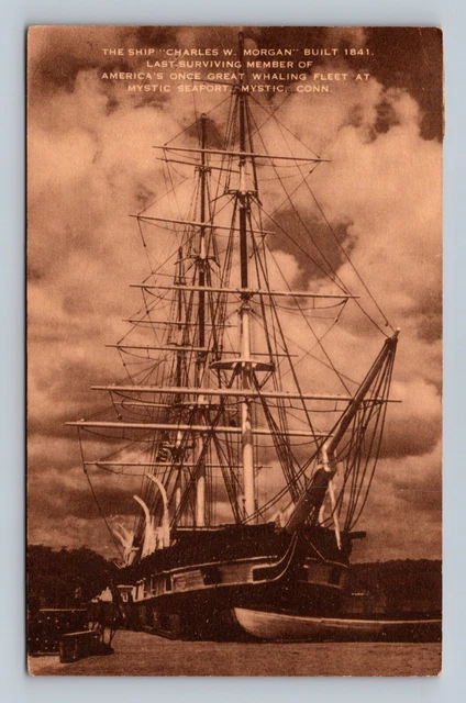 Postcard the Ship Charles W Morgan Whaling Fleet Mystic Seaport Mystic CT