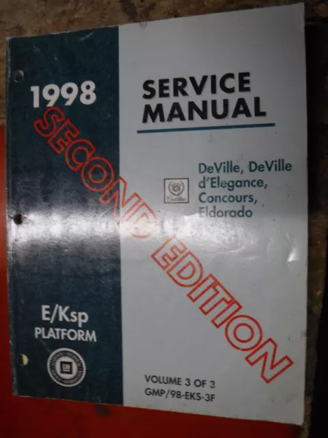 1998 Cadillac Deville D'elegance Concours Eldorado Service Manual Vol 3 2Nd Ed