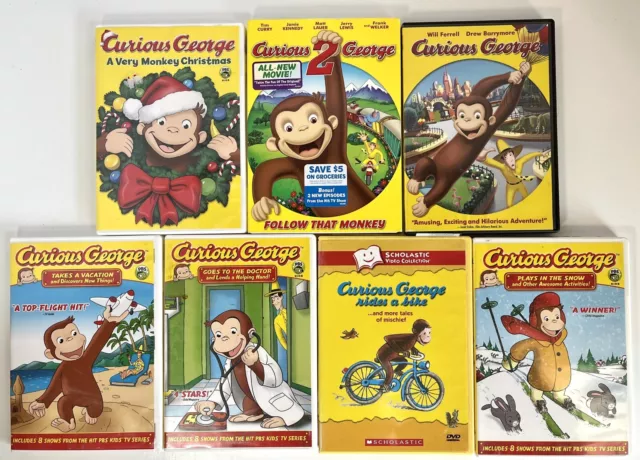 CURIOUS GEORGE Lot of 7 DVDs PBS Scholastic Kids Childrens Animated