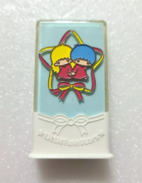 Little Twin Stars Eraser with Case Old SANRIO Logo 1976 Rare Retro Vintage