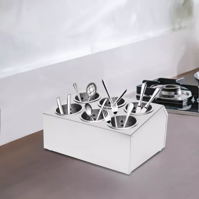 Stainless Steel Flatware Holder with 6 Hole or 8 Hole Commercial Silverware