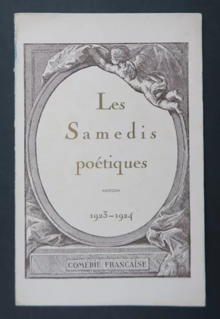 Programme Théâtre Comédie Française Les samedis poétiques  3 novembre 1923