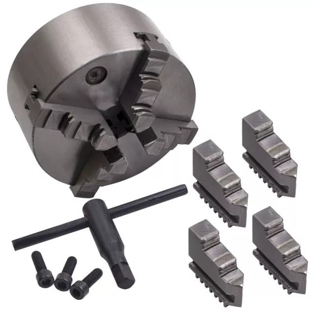 4 Jaw Self-Centering Lathe Chuck 5 Inch Milling Hardened Steel K12-125 Silver