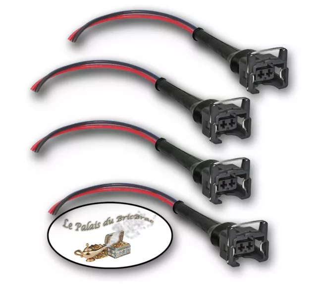 Lot de 4 câbles - Prise EV1 femelle sur fil 18 AWG – 105°C - 13 cm - Injecteur