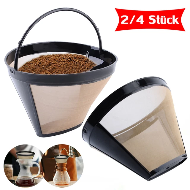 2/4x Edelstahl Permanent Kaffeefilter Kaffee Filter Kaffeemaschine Dauerfilter