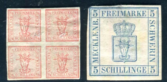 MECKLENBURG SCHWERIN 1856 1,3 * BILDSEITIG gut aber STARK HELL (N1221