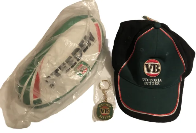 VB Victoria Bitter Beer Merchandise Steeden Rugby Ball, Key Ring, Cap - New