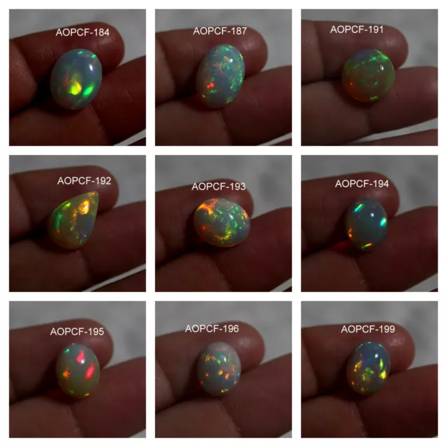 Natürliches Grün Rot Gelb Flash Feuer Äthiopische Opal Oval Birne Rund Cabochon