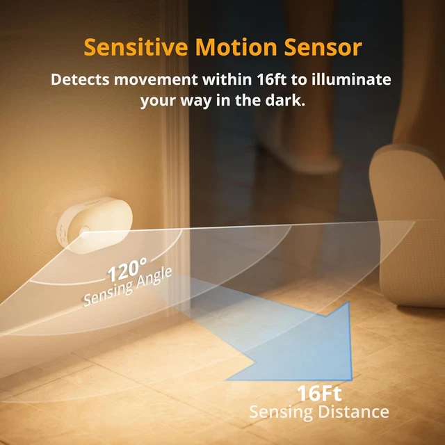 LYRIDZ MOTION SENSOR Night Light 2 Pack USB Rechargeable LED Dimmable ...
