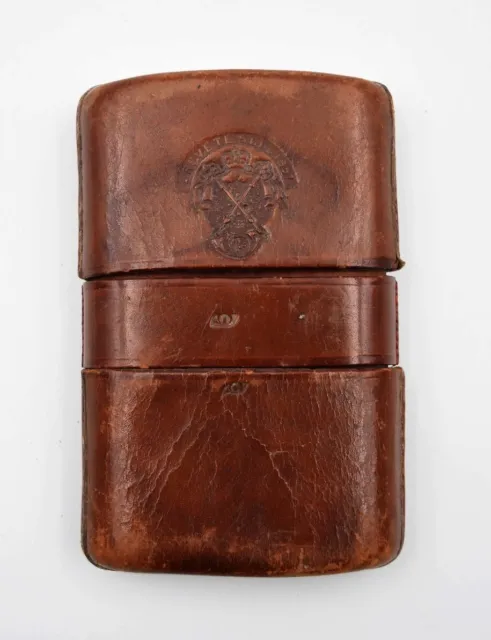 Ancien étui cartouchière en cuir Napoléon III breveté SGDG 1857 cor de chasse