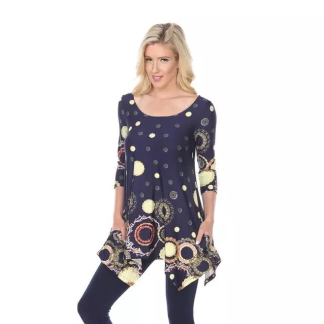 White Mark 1301-48-XL Erie Tunic Top - Navy Extra Large