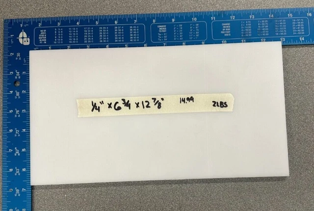 1/4" Thick DELRIN / ACETAL NAT FLAT SHEET STOCK .250" x 6.750" x 12.875"