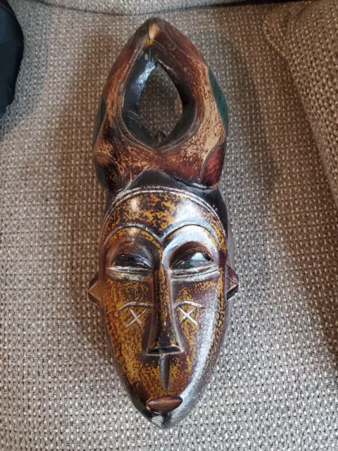Carved African Mask- Wood- 16" Tall- Cote d'Ivoire (Ivory Coast)- Goro Tribe