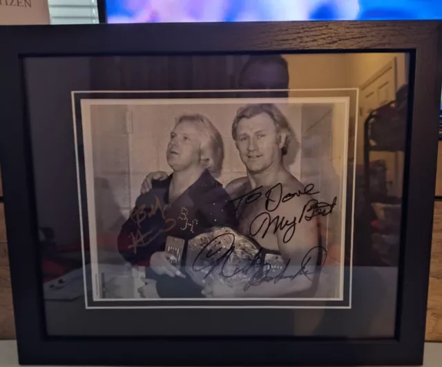 Bobby Heenan & Nick Bockwinkle Custom Framed Autograph,8x10 B&W Photo, Authentic